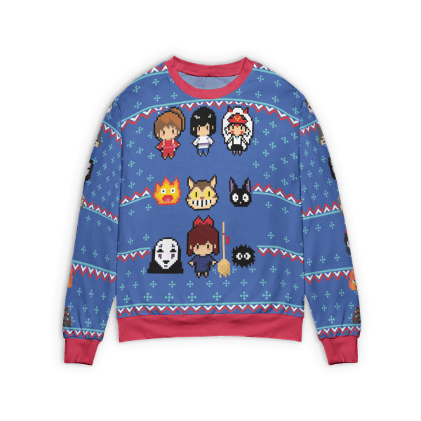 Ghibli Chibi 8bit Ugly Christmas Sweater Ghibli Store ghibli.store