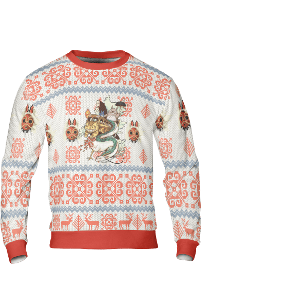 Spirited Away Characters Christmas 3D Sweatshirt Style 1 Ghibli Store ghibli.store