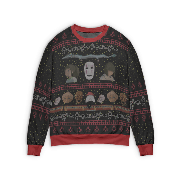 Spirited Away Characters Ugly Christmas Sweater Style 1 Ghibli Store ghibli.store