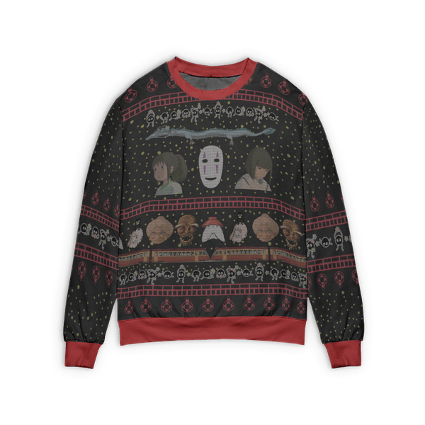 Spirited Away Characters Ugly Christmas Sweater Style 1