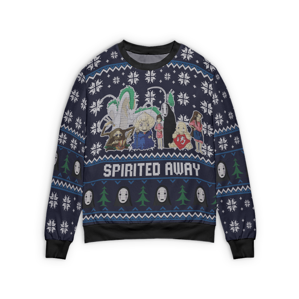 Spirited Away Characters Ugly Christmas Sweater Style 4
