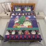 My Neighbor Totoro Blue Christmas Quilt Bedding Set Ghibli Store ghibli.store