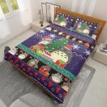 My Neighbor Totoro Blue Christmas Quilt Bedding Set Ghibli Store ghibli.store