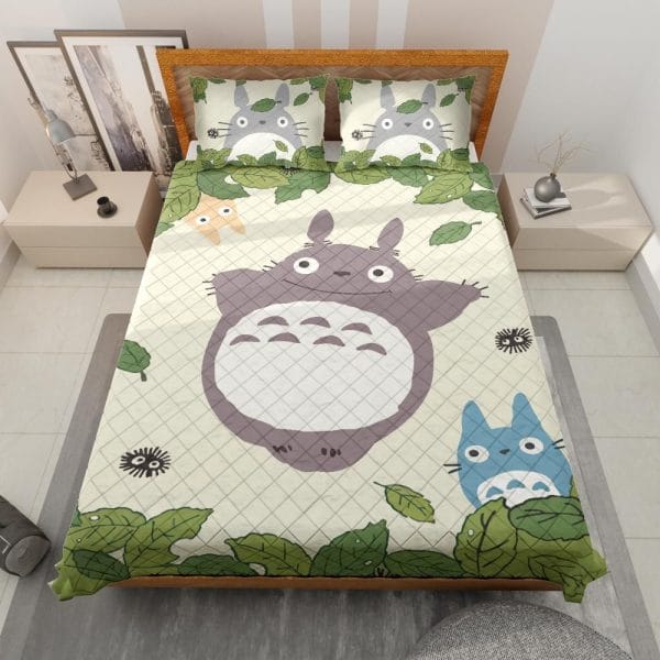 Gray Totoro Quilt Bedding Set Ghibli Store ghibli.store