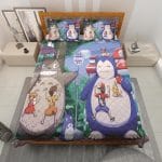 Totoro and Snorlax At The Bus Stop Quilt Bedding Set Ghibli Store ghibli.store