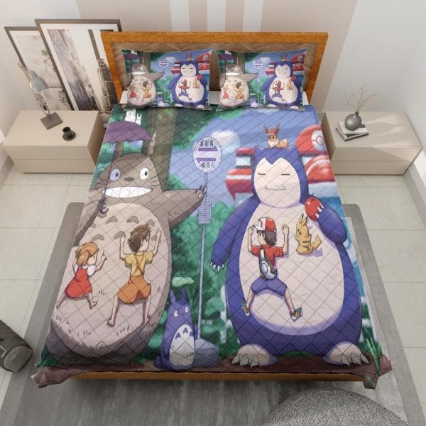Totoro and The Girls Quilt Bedding Set Ghibli Store ghibli.store