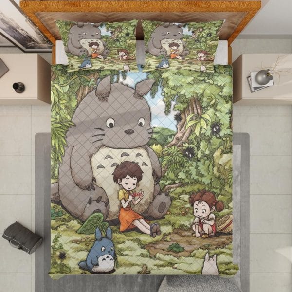 Totoro and The Girls Quilt Bedding Set