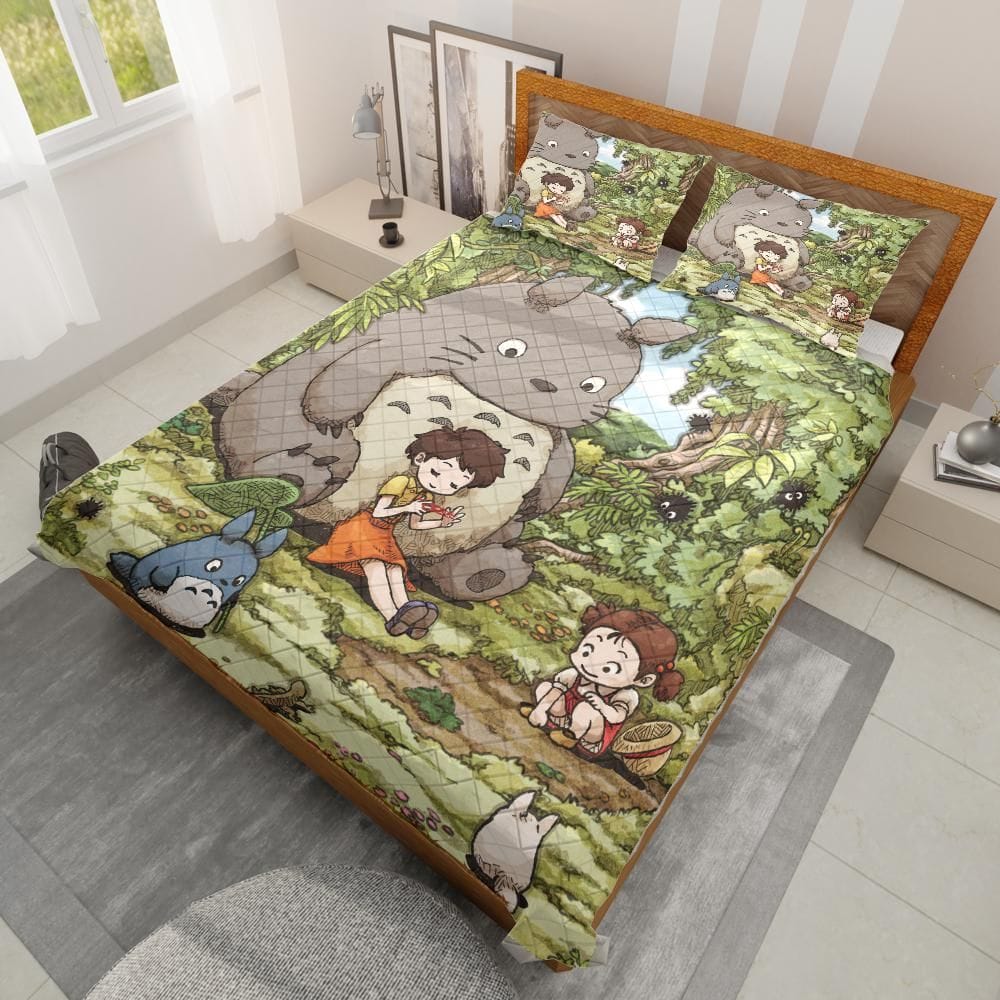 Totoro and The Girls Quilt Bedding Set