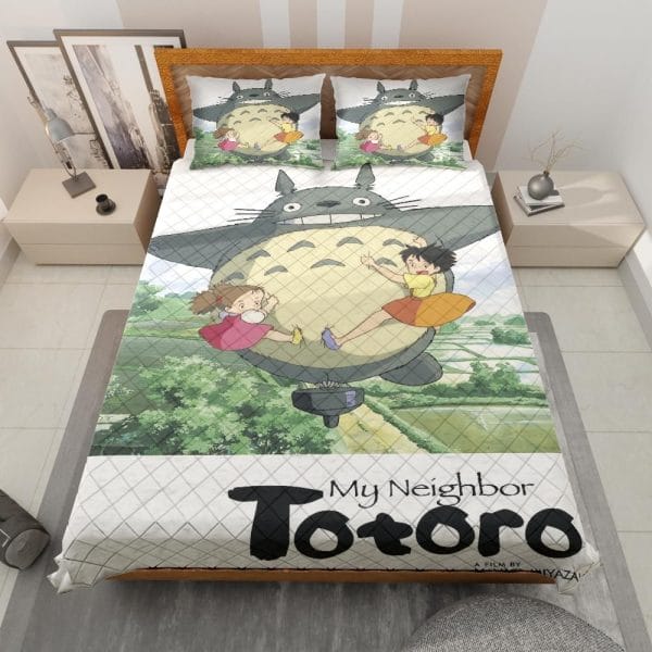 Totoro and The Girls Quilt Bedding Set Ghibli Store ghibli.store