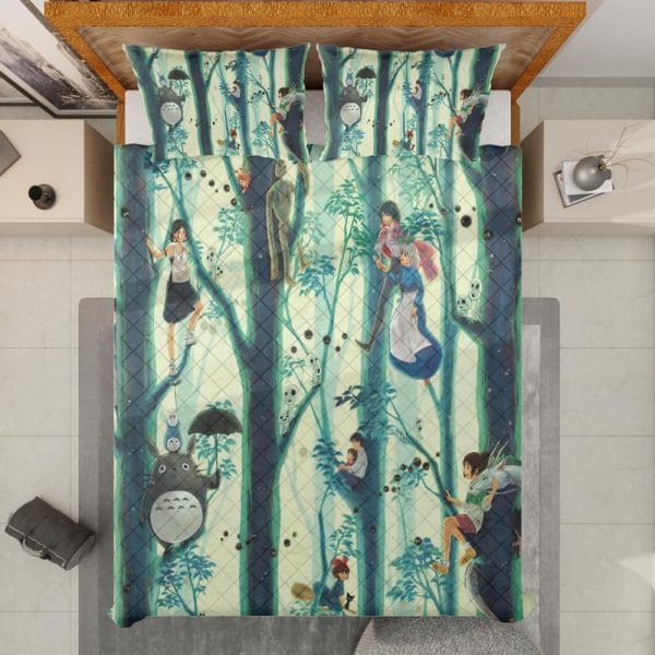 Totoro and Friends in The Jungle Quilt Bedding Set Ghibli Store ghibli.store