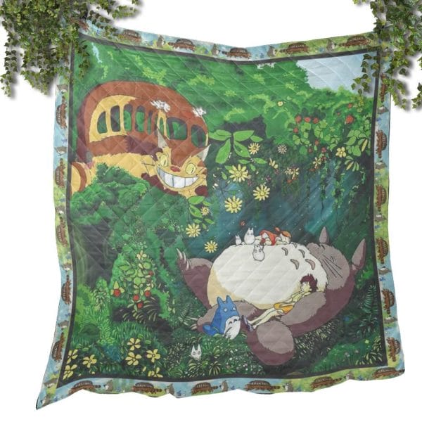 My Neighbor Totoro Green Christmas Quilt Blanket Ghibli Store ghibli.store
