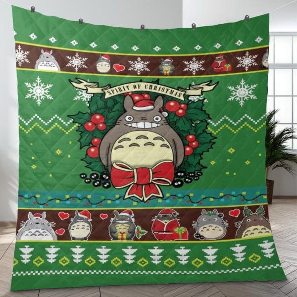 My Neighbor Totoro Green Christmas Quilt Blanket Ghibli Store ghibli.store