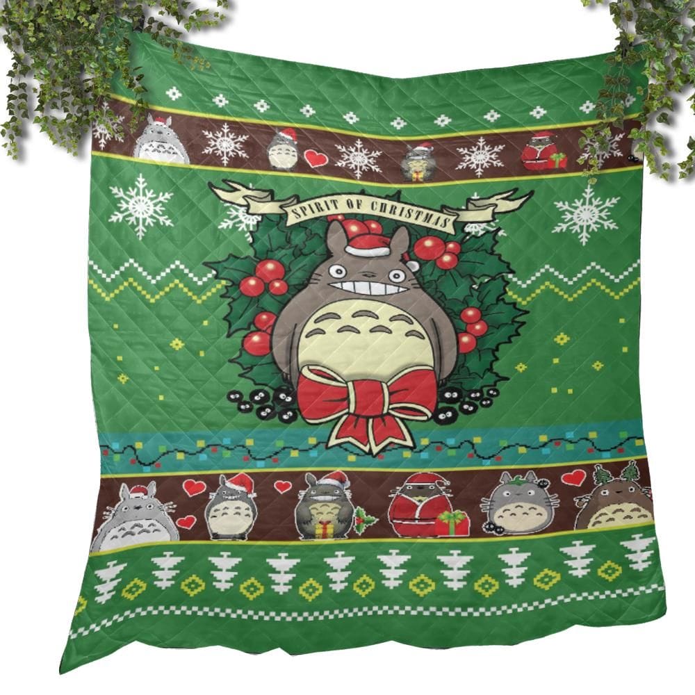 My Neighbor Totoro Green Christmas Quilt Blanket