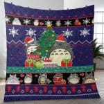 My Neighbor Totoro Blue Christmas Quilt Blanket