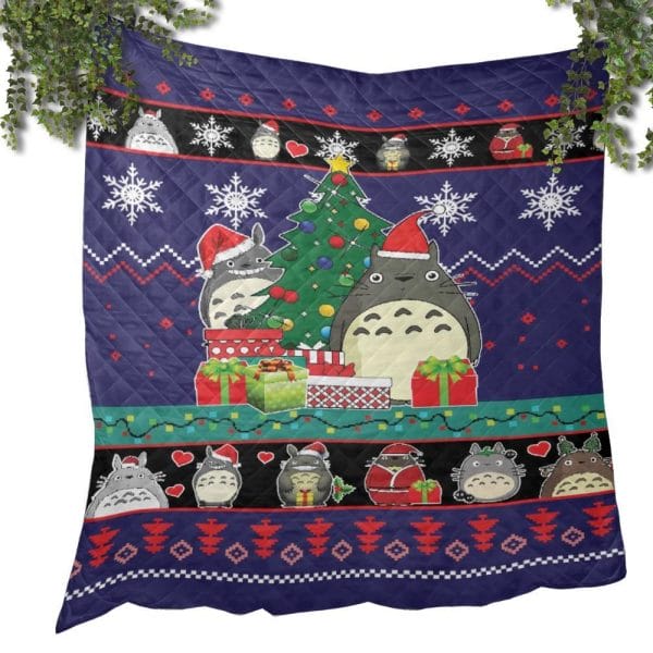 My Neighbor Totoro Blue Christmas Quilt Blanket Ghibli Store ghibli.store