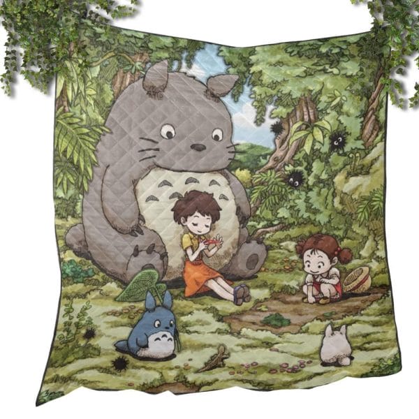 Totoro and The Girls Quilt Blanket Ghibli Store ghibli.store