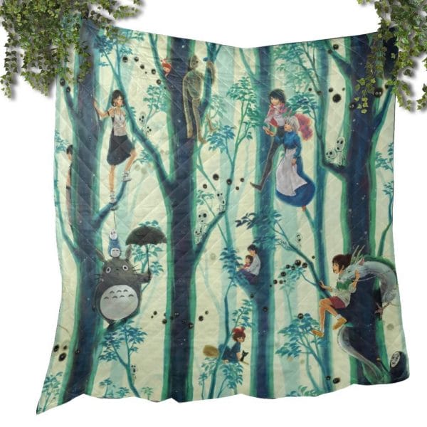Umbrella Totoro Colorful Quilt Blanket