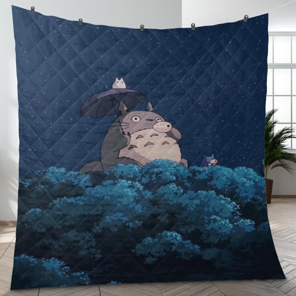 Totoro Flute Night Quilt Blanket