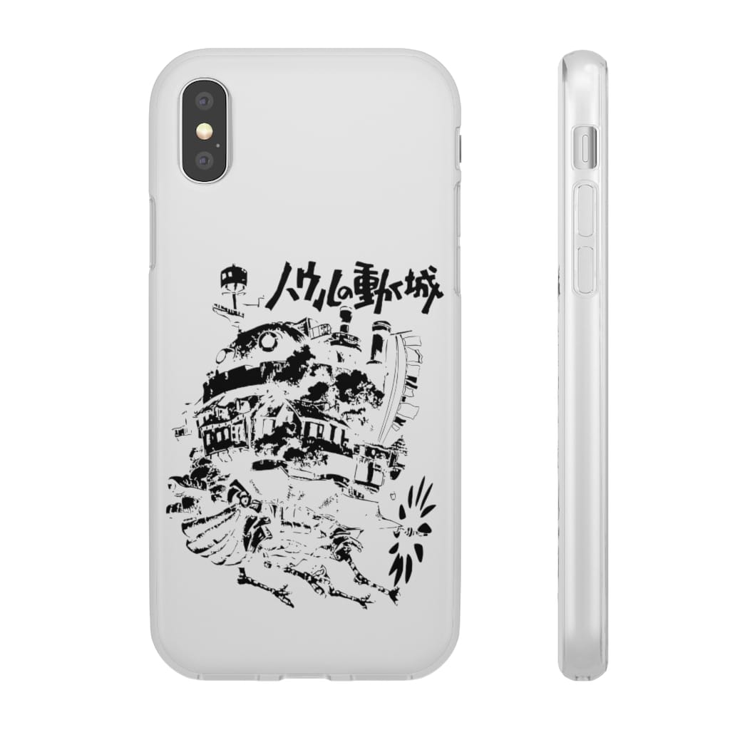 Howl’s Castle in Black and White iPhone Cases