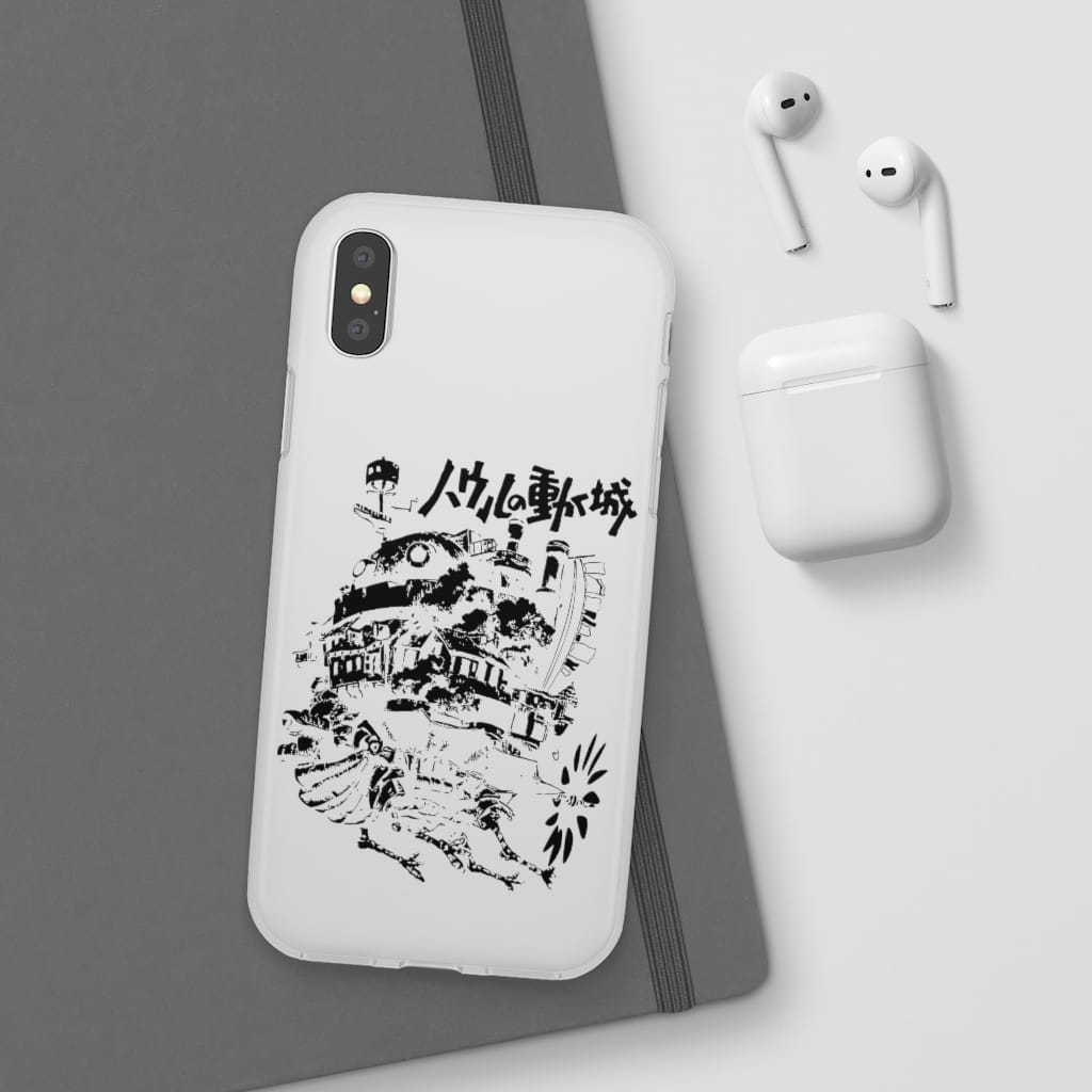 Howl’s Castle in Black and White iPhone Cases