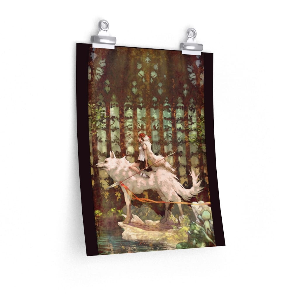 Princess Mononoke Wolf Riding Fanart Poster