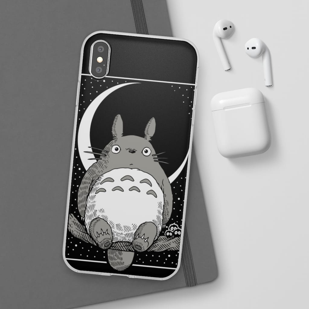 My Neighbor Totoro by the Moon Black & White iPhone Cases