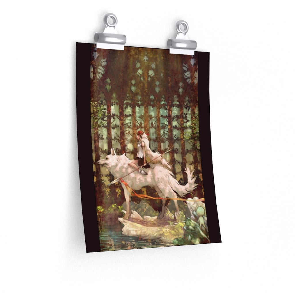 Princess Mononoke Wolf Riding Fanart Poster