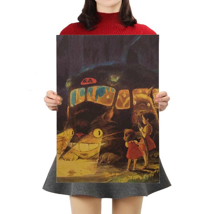 My Neighbor Totoro – Catbus And The Girls Vintage Poster