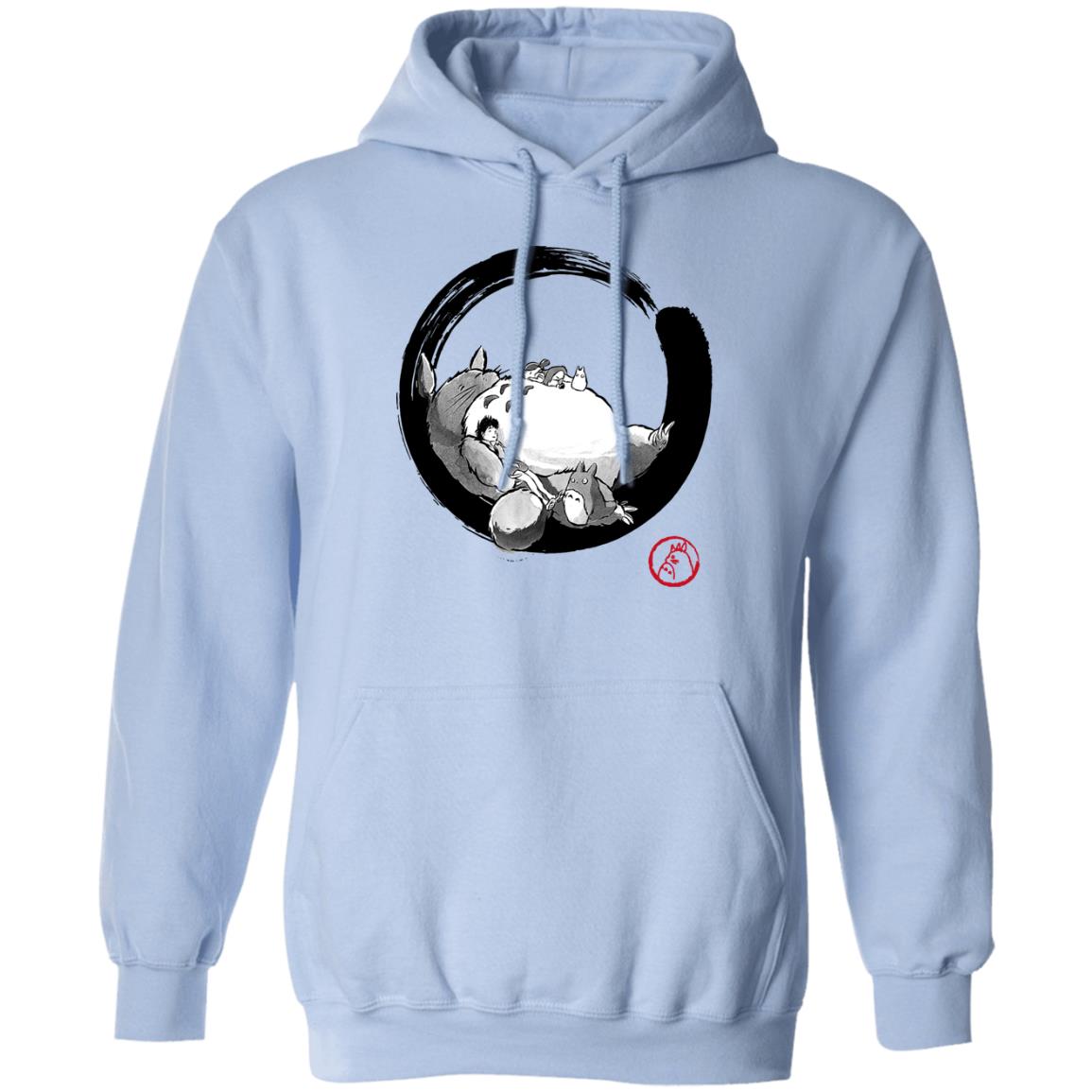 Totoro Family and the Girls in Black and White Hoodie