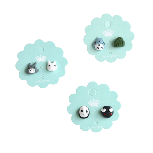 Cute Totoro And Kaonashi No Face Ceramic Earrings
