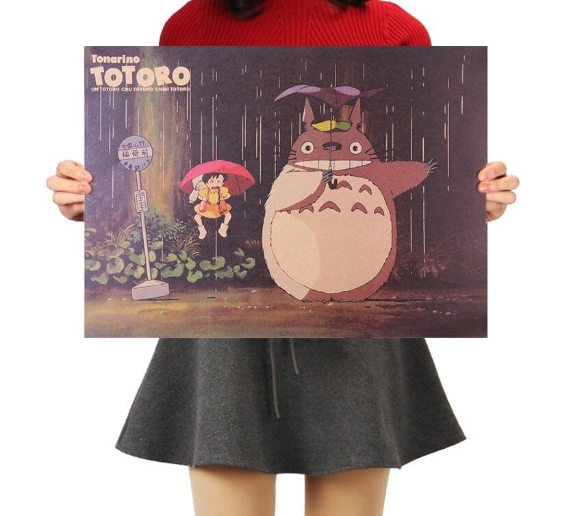 My Neighbor Totoro At The Bus Stop Kraft Paper Poster