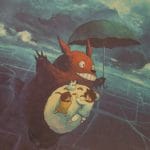 Totoro And The Girls Flying In The Sky Kraft Paper Poster Ghibli Store ghibli.store