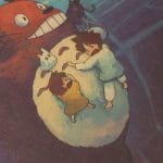 Totoro And The Girls Flying In The Sky Kraft Paper Poster