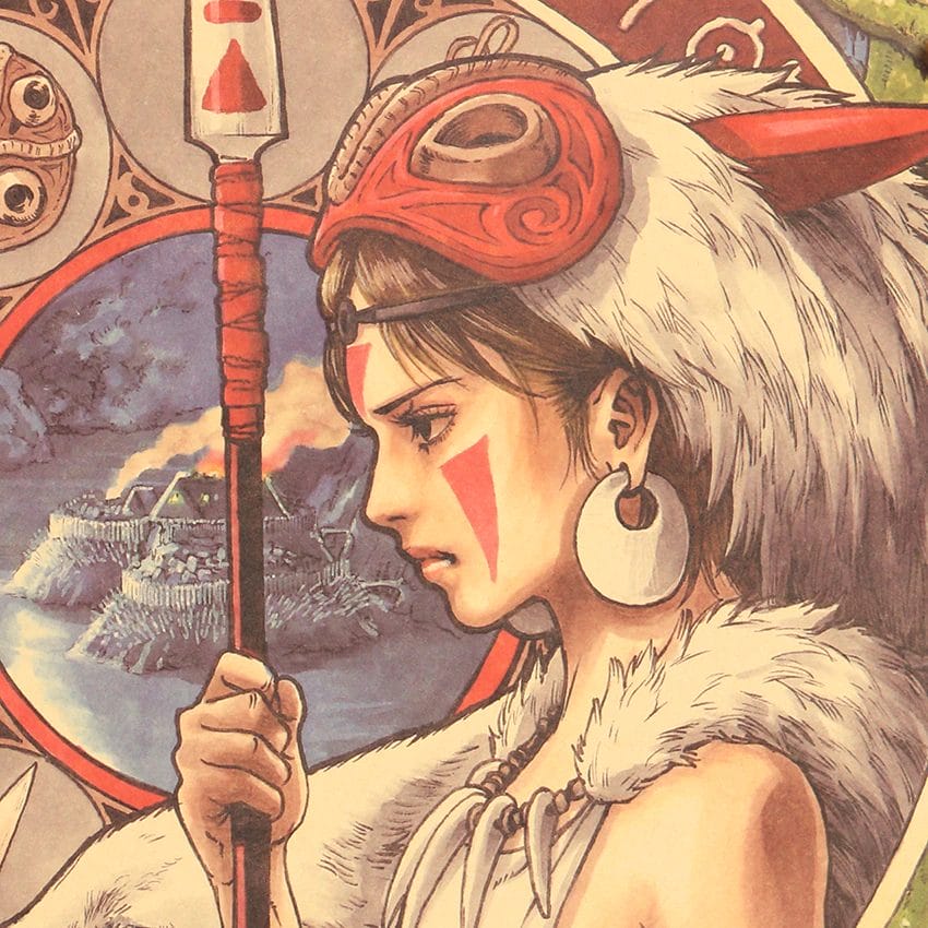 Princess Mononoke Retro Kraft Paper Poster