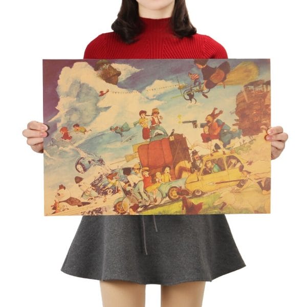 Combination of Ghibli Characters Kraft Paper Poster
