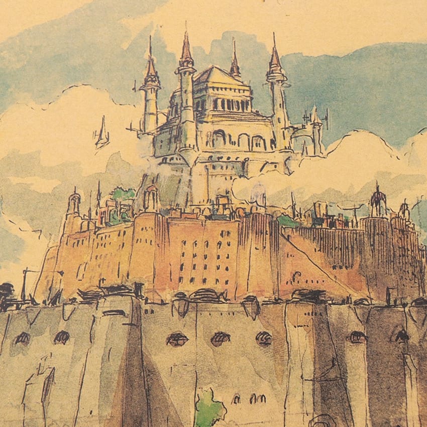 Original Ghibli Museum Art Postcard Laputa Castle in the Sky