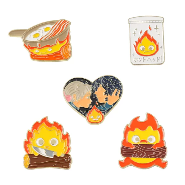 Howl’s Moving Castle Naughty Calcifer Badge Pins 5pcs/set Ghibli Store ghibli.store