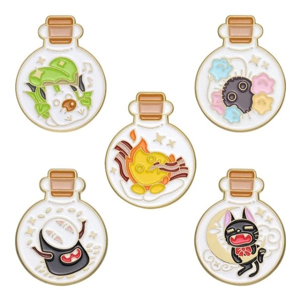 Ghibli Cute Characters Badge Pin Set 5pcs Style 2 Ghibli Store ghibli.store
