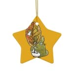 Totoro and the Big Leaf Cute Drawing Ceramic Ornament Ghibli Store ghibli.store