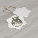 Totoro and the Leaf Umbrella Ceramic Ornament Ghibli Store ghibli.store