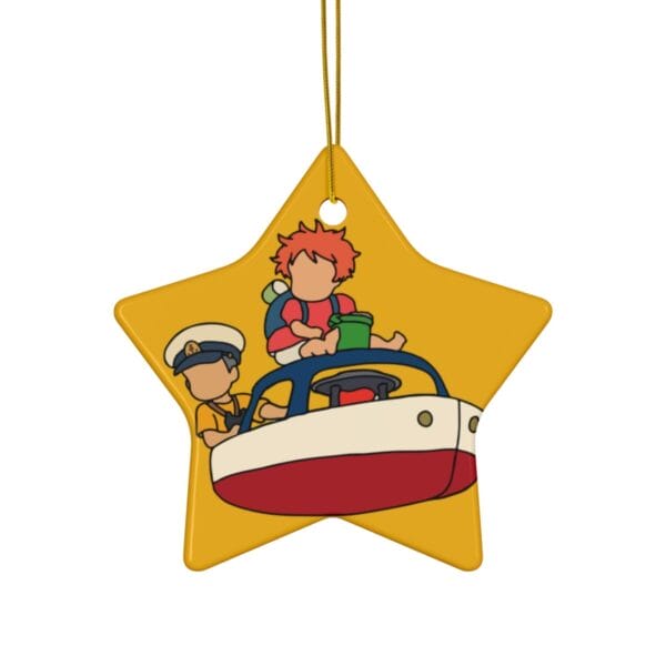 Ponyo and Sosuke on the Boat Ceramic Ornament Ghibli Store ghibli.store